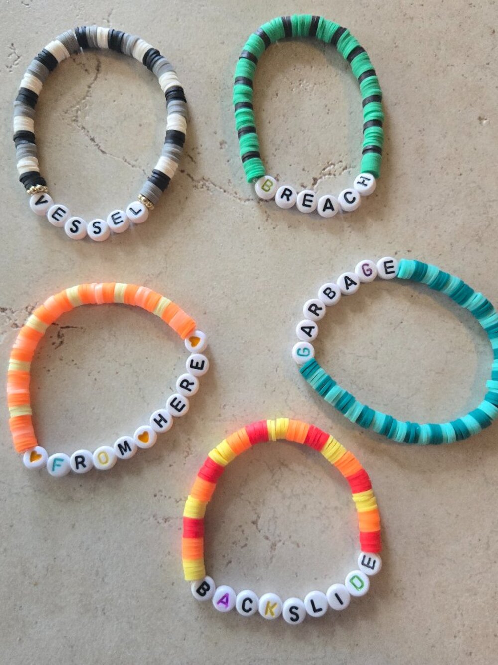 Set of 5 Twenty One Pilots Concert Bracelets - Handmade